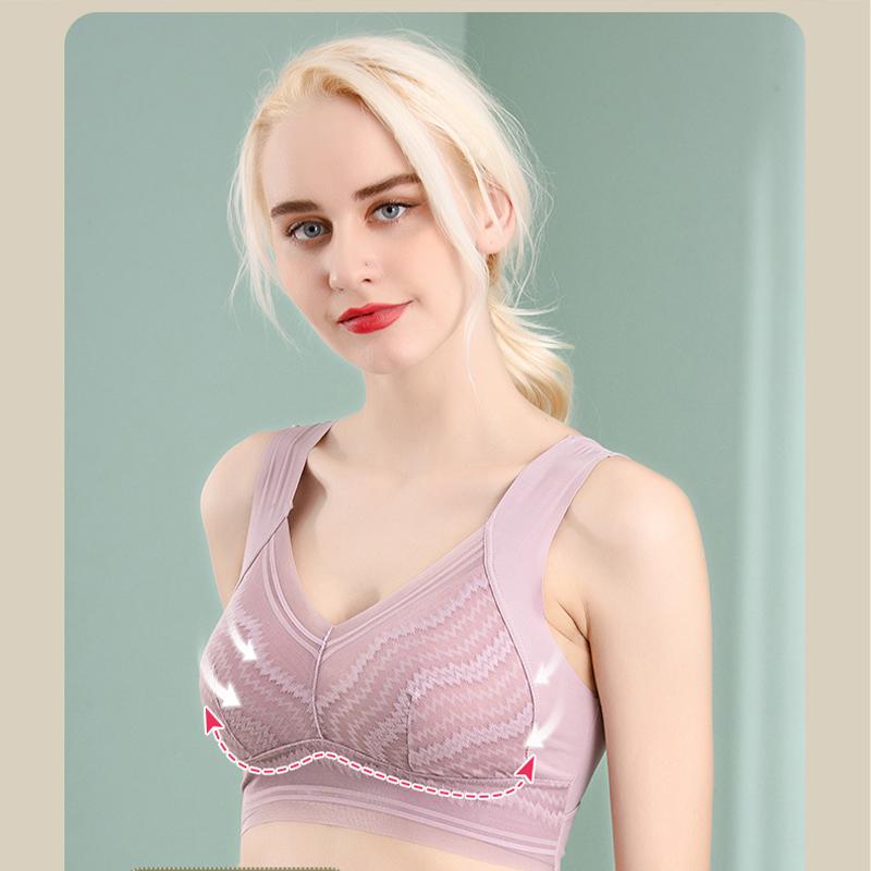 

Camisoles & Tanks Shinuoxuan Underwear Women Have Gathered Bra Large Size Small Ultra-thin Transparent Traceless Movement Sexy Back, Pink
