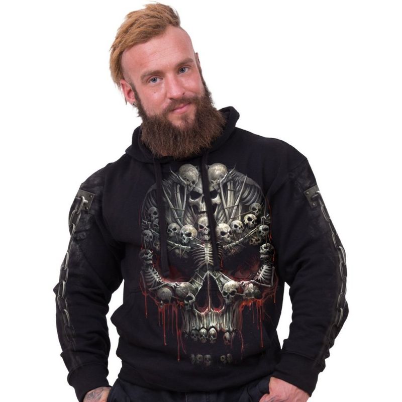 

Raven Skull Pattern Men's 3D Printed Hoodie Visual Impact Party Top Punk Gothic Round Neck High Quality American Sweatshirt Hoodie, Black