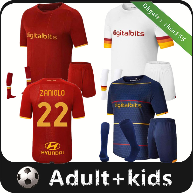

21  ABRAHAM soccer jersey ROMA ZANIOLO VERETOUT rome PELLEGRINI KUMBULLA TOTTI El Shaarawy Fourth football shirt 2021 2022 Men Kids kit uniforms maillot, White