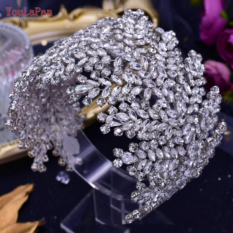 

Hair Clips & Barrettes TOPQUEEN HP424 Luxurious Bridal Headband Crystal Wedding Headwear Accessories Woman Tiara Queen Crown Headdresses, Golden;silver