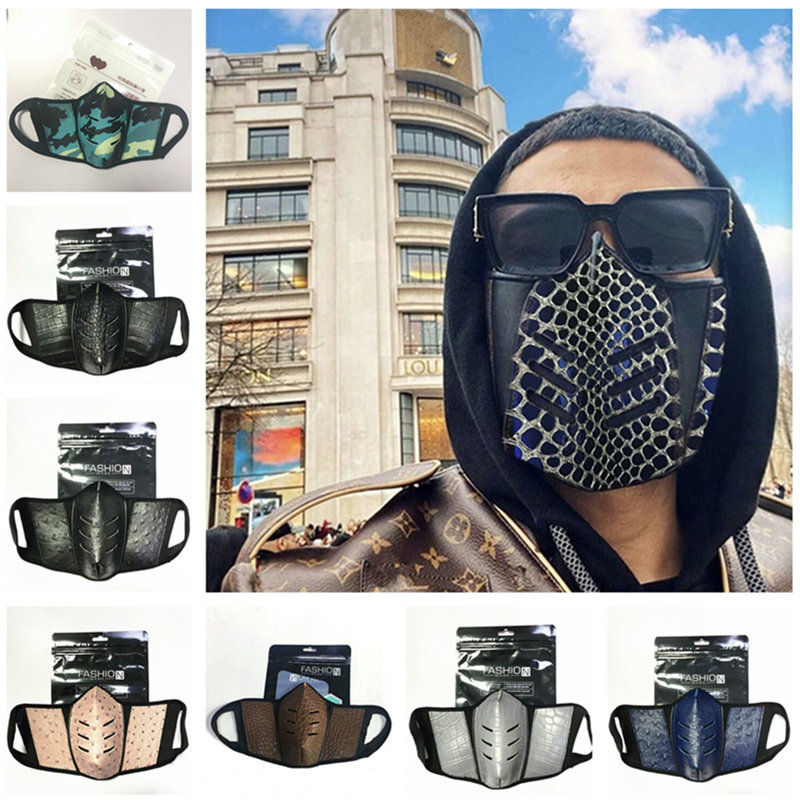 

Unisex Cartoon Face Mask Ostrich Skin Design Dustproof Anti-fog Face Masks Men Women PU Leather Fashion Mouth Covers Outdoor Washable Protector Mask Accessories INS, Only postage;no mask