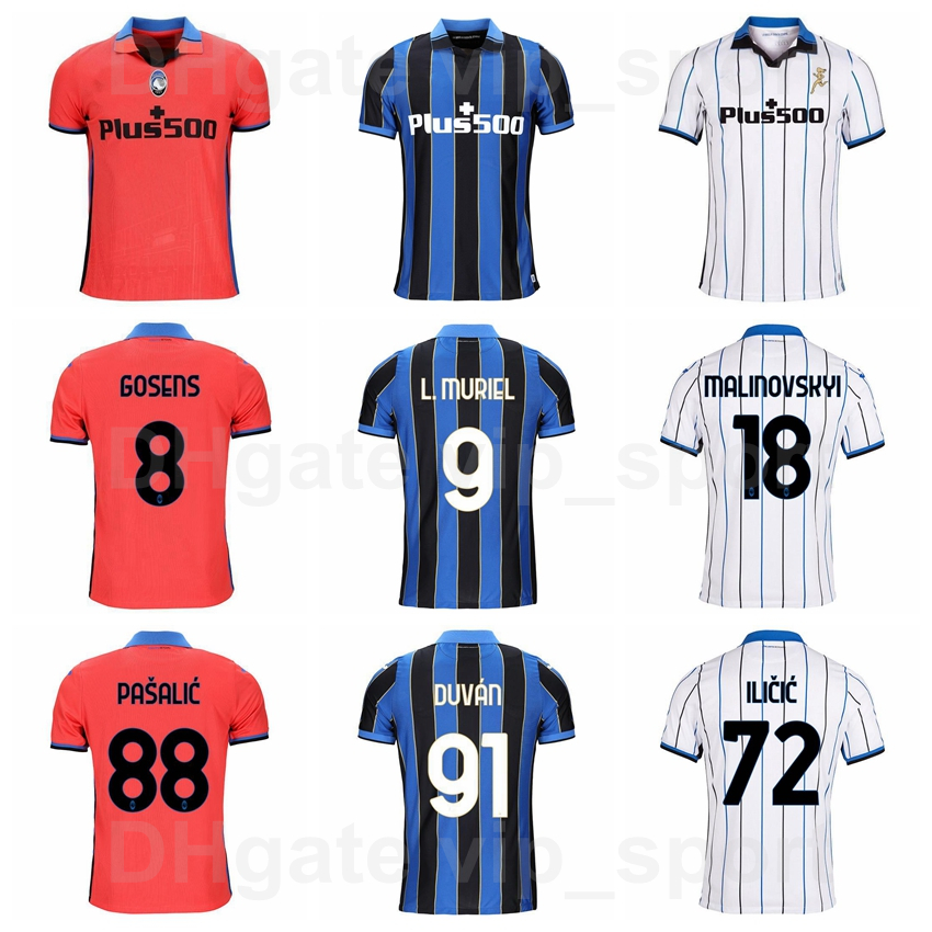 

Atalanta Soccer 9 Luis Muriel Jerseys 18 Ruslan Malinovskyi 99 Roberto Piccoli 32 Matteo Pessina 72 Josip Ilicic 91 Duvan Zapata Football Shirt Kits 2021 2022, With patch