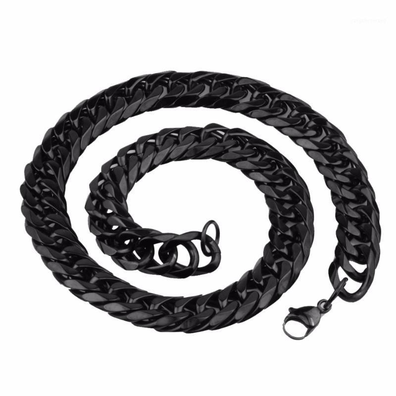 

Heavy Huge 21mm Wide Black Stainless Steel Double Curb Cuban Link Chain Necklaces For Men Jewelry Chains