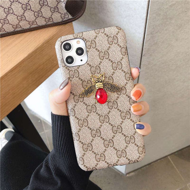 

2021Quality Embroidery pu Leather Casefor iphone 12/12promax 11pro xsma For GALAXY S20FE S20 NOTE 20 NOTE 10 Cover Phone Stick drilling bees