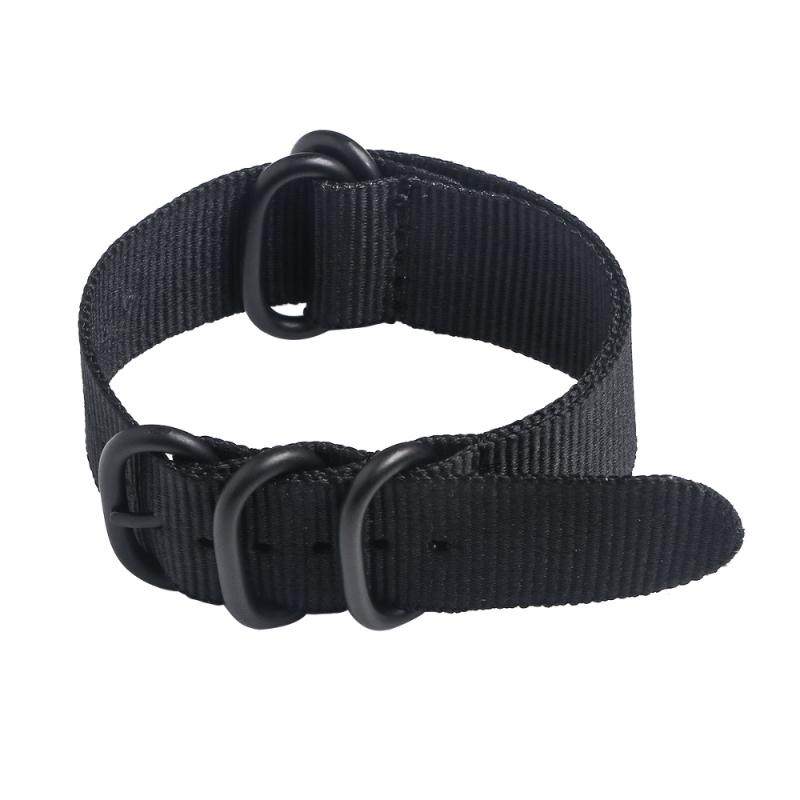 

Watch Bands Heavy Duty Nylon Strap 5 Rings Woven 20mm (Black Buckle)