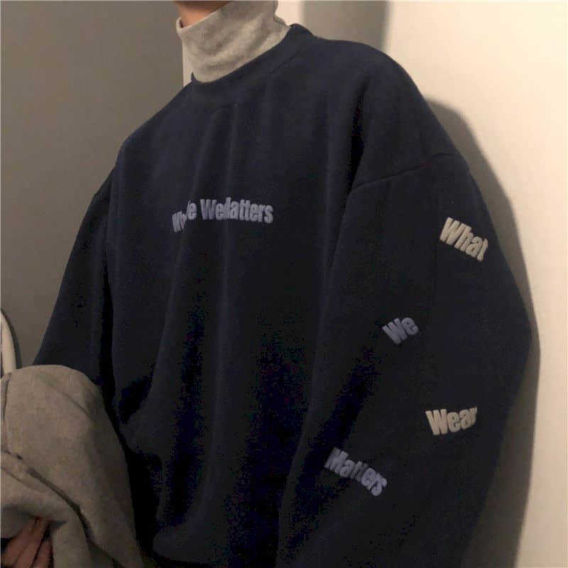 

Men's sweatshirt spring autumn Korean preppy high neck pullover plus velvet thicke trend loose lovers hip hop hoodies streetwear 210526, Black thick