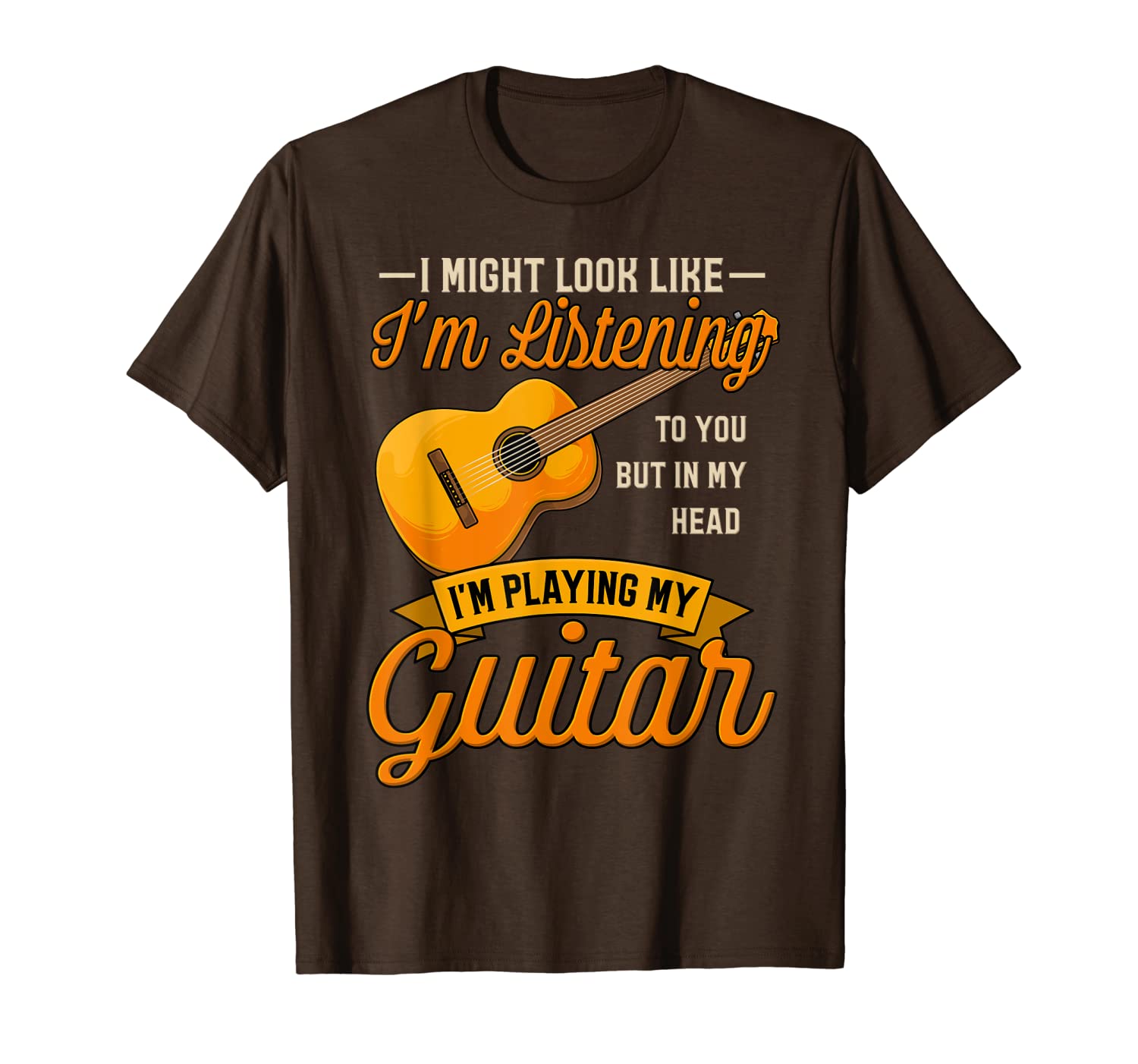 

i might look like i'm listening to you shirt music guitar t-shirt, White;black