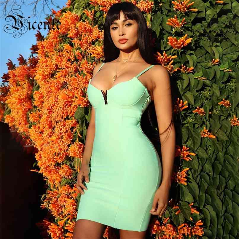 

Arrival Back Hook Design Sexy Spaghetti Strap V Neck Celebrity Party Bandage Mini Dress 210520, Hot pink