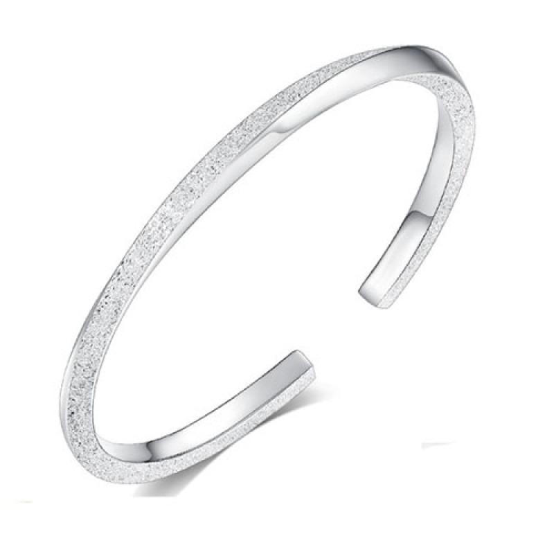 

Bangle Fashion Silver Plated Women's Cuff Bangles Open Smooth Frosted Rotating Lucky Charm Retro Party Jewelry Gift