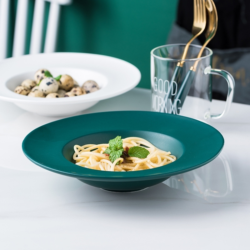 

Ceramic Western food large capacity thick soup fruit salad western restaurant home creative spaghetti bowl