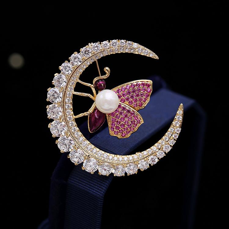 

Pins, Brooches Fashional Style Crystal Cubic Zirconia Pearl Bee Brooch Broach Pin Pendant For Women Jewelry Gift Accessories HR02874