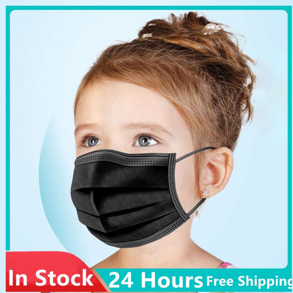 

50/100pcs Disposable Masks for Kids 4-ply Solid Black Face Mask Mascarillas Negra Maseczka Na Twarz Masque Halloween Cosplay