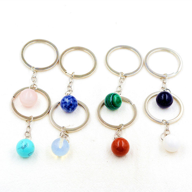 

Natural Crystal Stone Ball Alloy Pendant Key Rings Keychains For Women Men Lover Jewelry Bag Decor Fashion Accessories