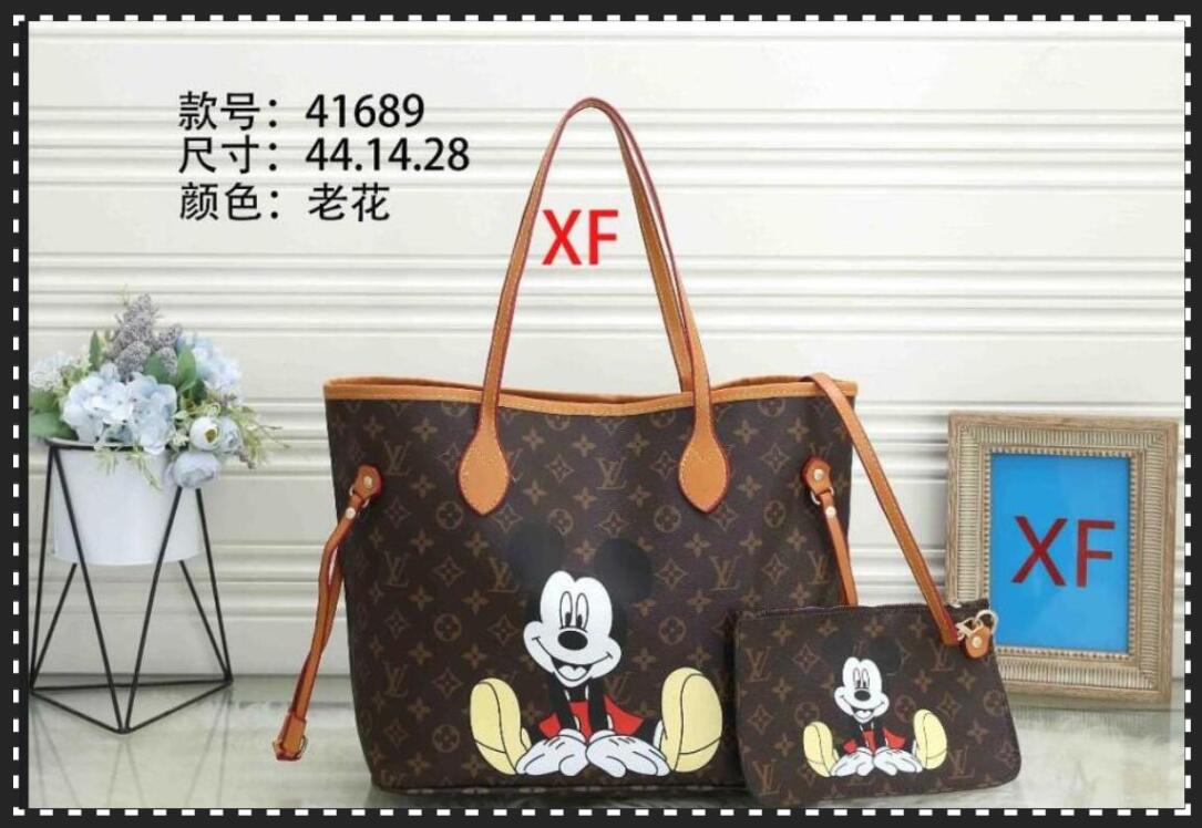 

1-12 LV LOUIS 1 VITTON 2pcs/set shopping bag designer handbags High-quality women shoulder bags leather messenger bags, Red;black