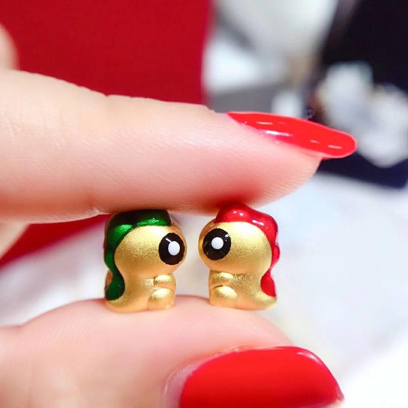 

Charm Bracelets Arrival 999 24K Yellow Gold Bracelet 3D Cute Dinosaur Baby