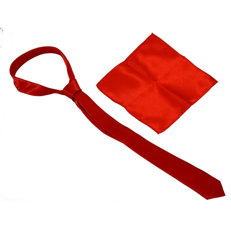 

Bow Ties Unisex Casual Necktie And 8.5 Inch Satin Hanky - Red