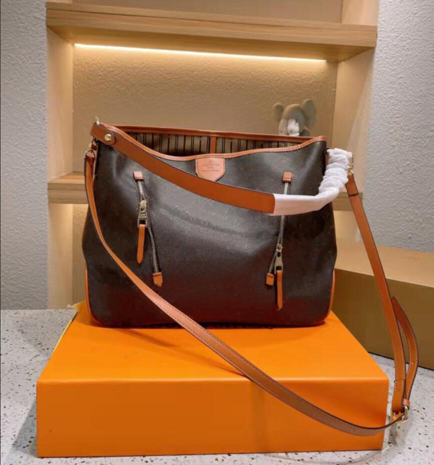 

Printing Women Shoulder Shopping Bags Designer Handbag 100% Genuine Leather Underarm Cross body Bag Wallet With folding Box, Brown