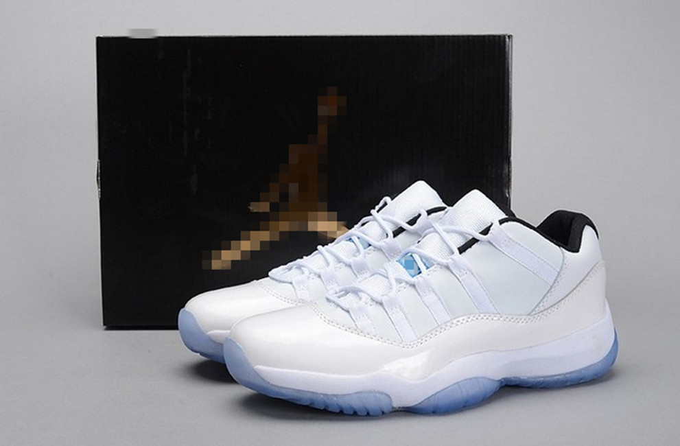 Jumpman 11 Retro Shoes Low-Top White Blue colorway Basketball Sneakers Women Mens Unisex GYM Training With Original Box Accessories Fast Ship