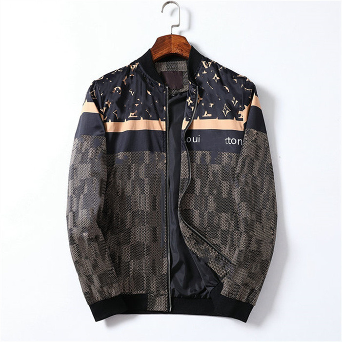 

Fashion men's jacket Spring and autumn coat Hoodie High quality women's casual stand collar zipper windbreaker Sport letter print, Black;brown