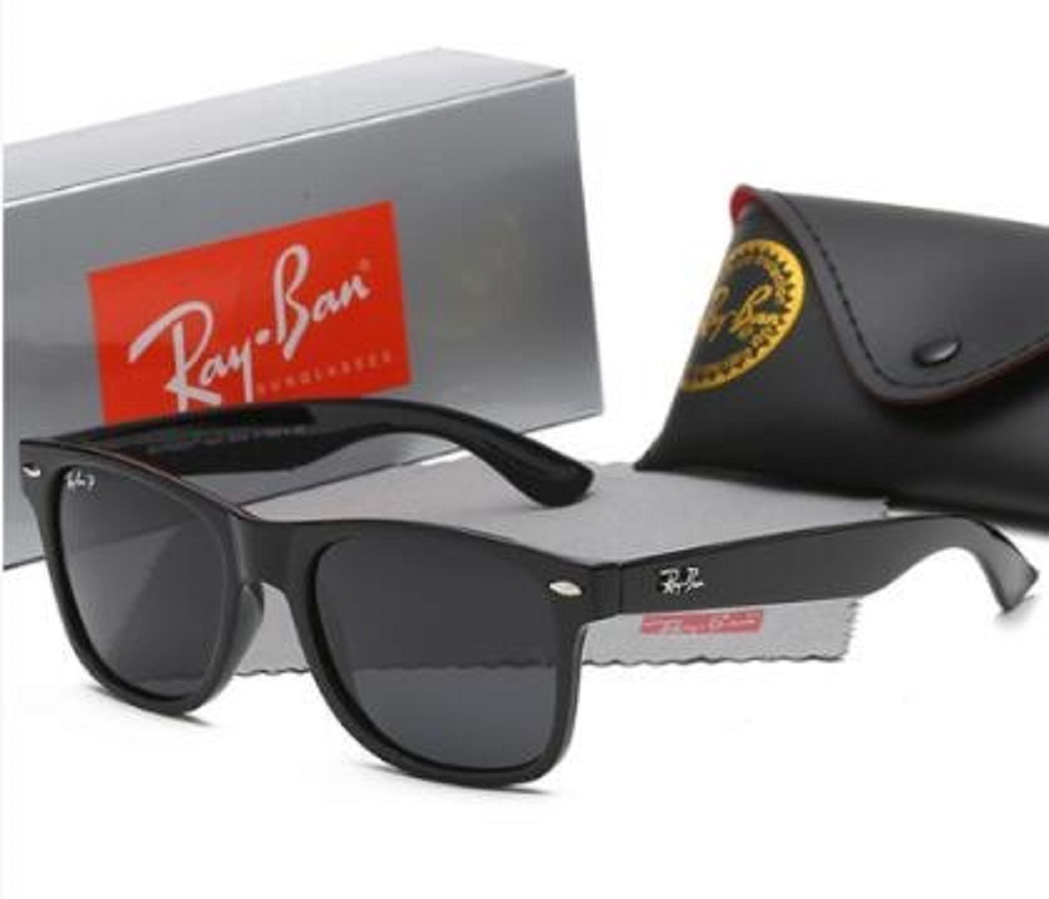 

High Quality Ray Men Women Polarized Sunglasses Vintage Pilot Wayfarer Brand Sun Glasses UV400 Bans With box and case 2140, White;black