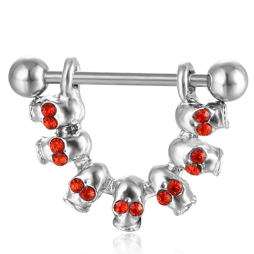 

D0652-1 ( 2 colors )Red Skull Styles Nipple Black color Navel Belly Button Ring piercing body jewlery 1.6*11*5/8 belly ring Body Jewelry, Silver