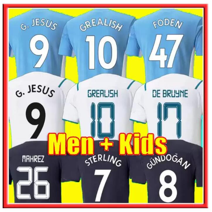 

2021 2022 Men GREALISH STERLING Fans Player version soccer jersey DE BRUYNE FODEN 21 22 football shirts man cities + tops kids kit sets uniforms 9999, Kids home