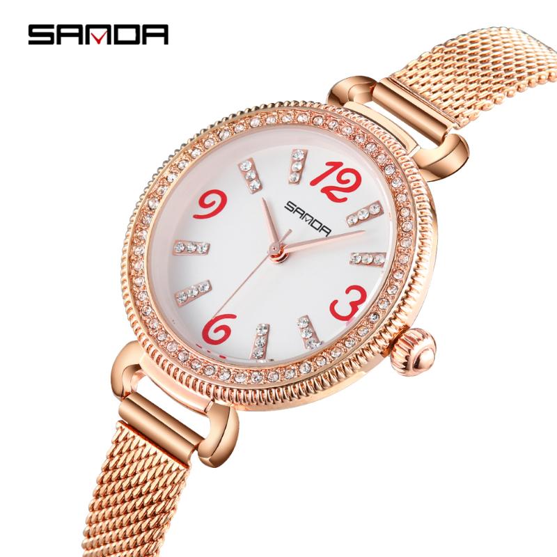 

Watches For Women Ladies Watch Quartz Wristwatches Top Milan Stainless Steel Mesh Belt Diamond Clock Gifts 2021, Slivery;brown