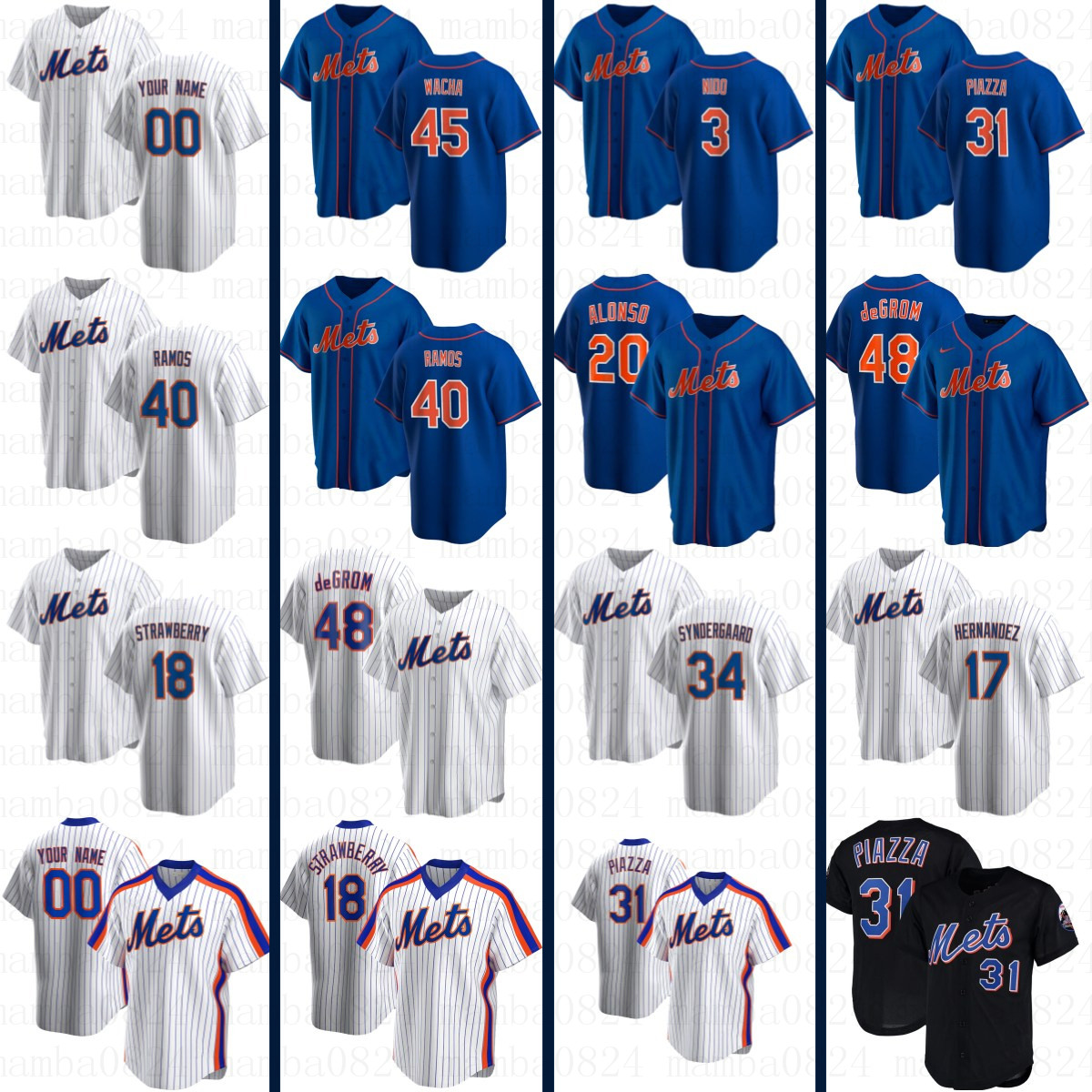 

12 Francisco Lindor 20 Pete Alonso Baseball Jersey Men 48 Jacob deGrom New Keith Hernandez York Mike Piazza JEFF MCNEIL Mets xx, Blue;black