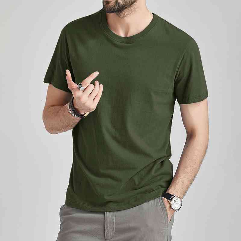 Men&#039;s T-Shirts Summer Male Tshirts Cotton Short Tee Shirt Women Plain Solid s N81 Top Female Army Green Round Neck 5XL F3BS-image-703616299