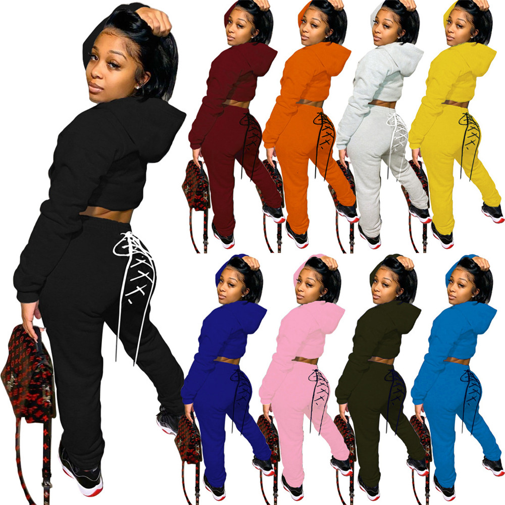 Ensembles de deux pièces Femmes Fall Vêtements Tracks Crop Crop Cropwies Joggers Joggers Sweat Suit Lounge Wear Tenues 2 PCS Matching sets Wholes