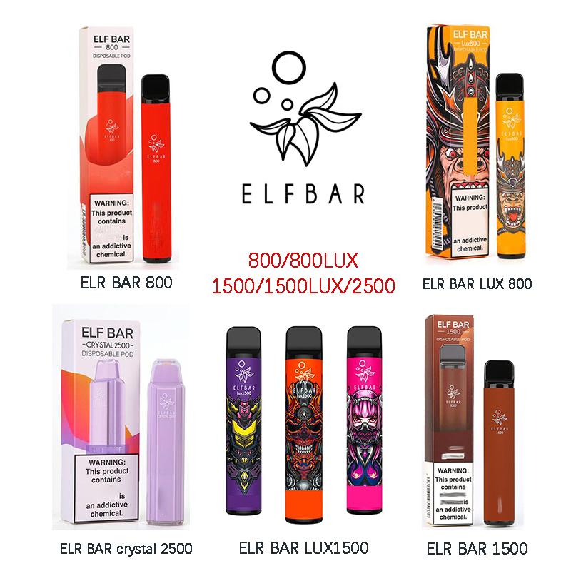 

Elf Bar lux Disposable Electronic Cigarettes Device Vape Pod 600 800 1500 Crystal 2500 hotsale disposables 2% and 5% Strength available geek