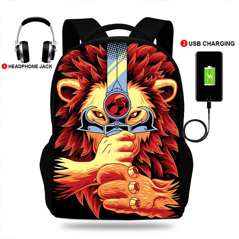 

Backpack BULEFLYER ThunderCatser Roar Print Backpacks Boys/Girls School Bags Laptop Teenage Notebook USB Charge Mochila, K9391