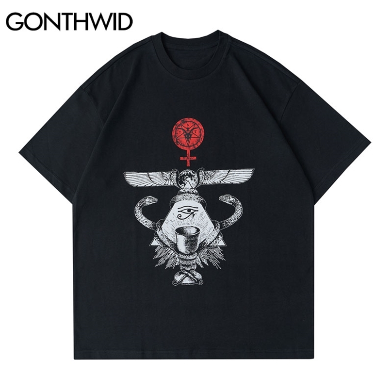 

Tees Shirts Hip Hop Goat Print Punk Rock Gothic Tshirt Casual Streetwear Fashion Harajuku Short Sleeve Tops 210602, White
