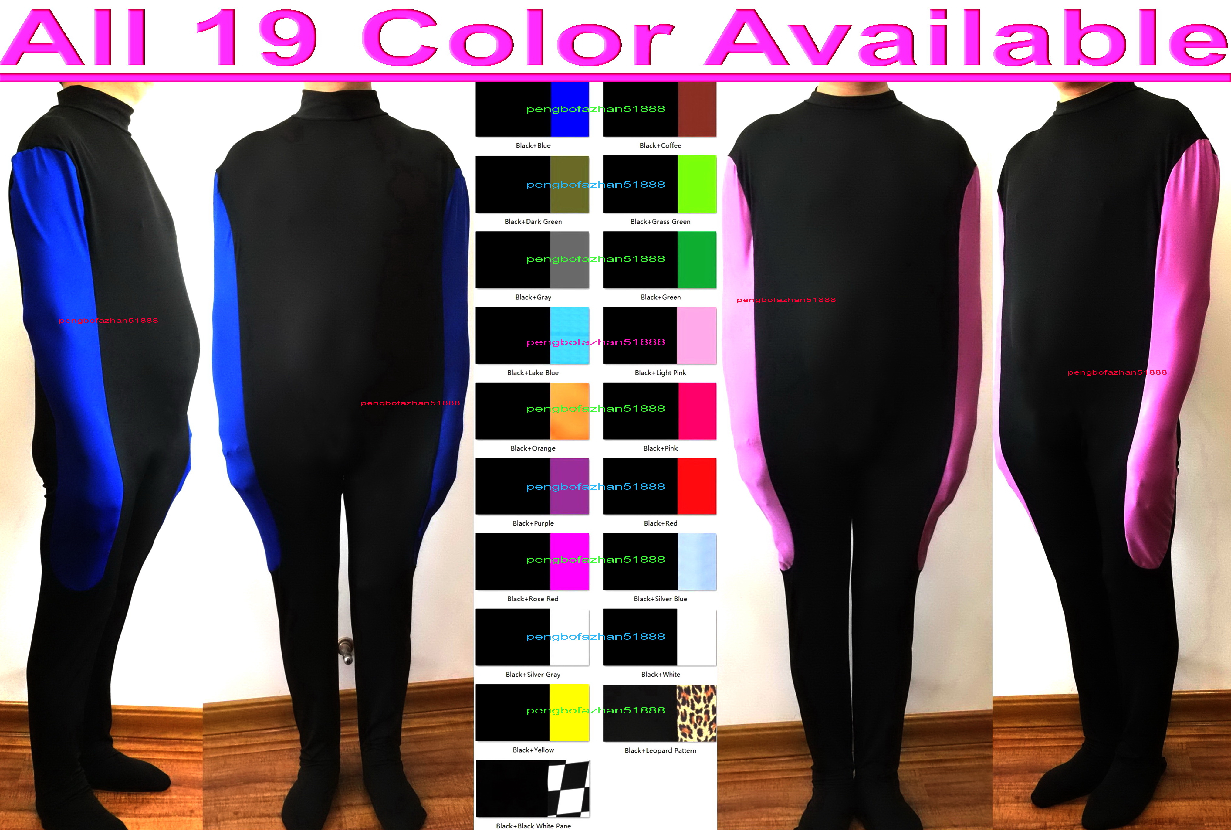

Unisex 19 Color Lycra Spandex Mummy Suit Costumes Sleeping Bag With internal Arm Sleeves Sexy Women Men Tights Body Bags Sleepsacks Catsuit Costume Outfit P312, Black+grass green