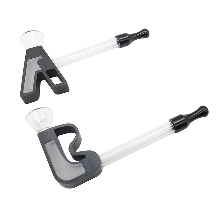 

2022 The latest ABC colorful letter transparent glass pipe with metal aluminum nozzle convenient smoking accessories