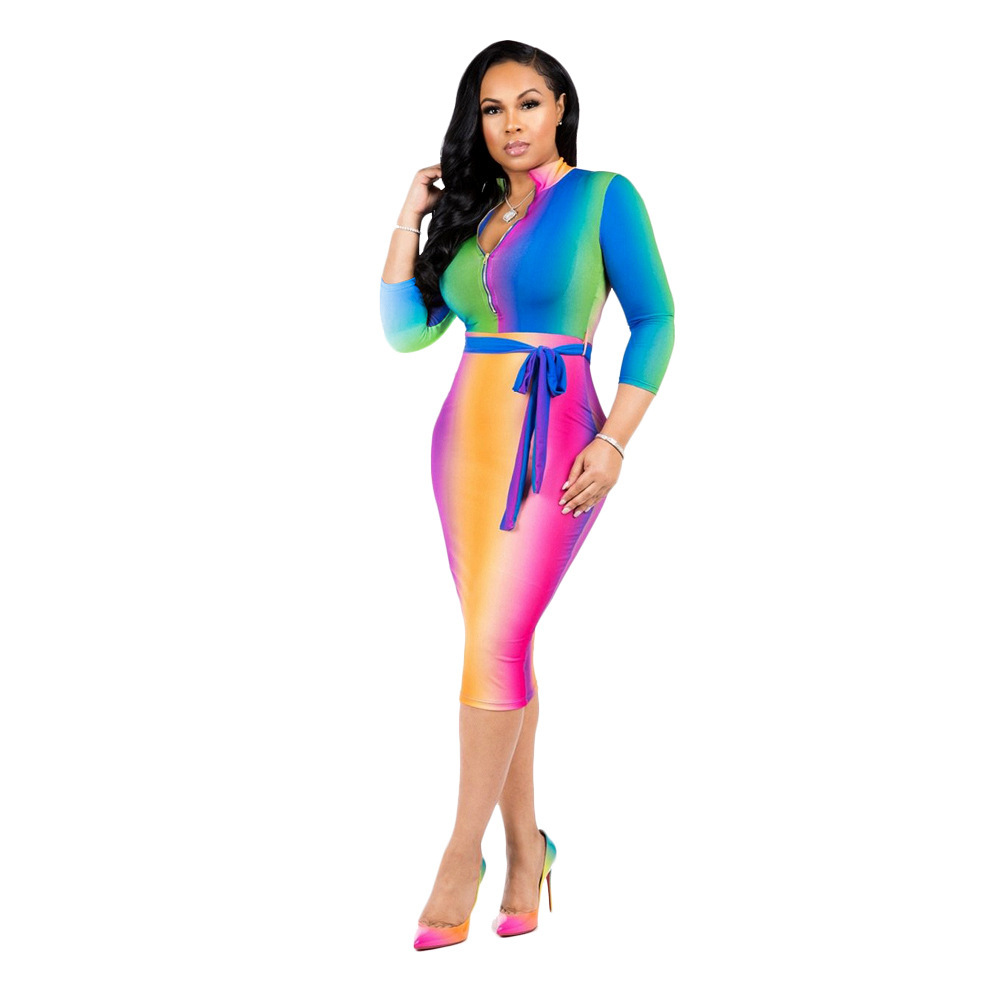 

Womens Colorful Striped Work Dress Casual Patchwork OL Style Dress with Sashes Spring Autumn Vestidos Dress with Zipper, Black;gray