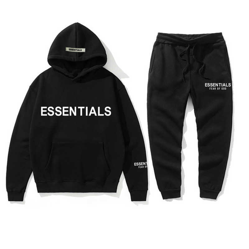 

New hoodie suit Men and Women Essentials Kanye Letters Print Sweatshirt+Sweatpant men' Pullover Hoodie Sports Pants tracksuit X0529, S-2