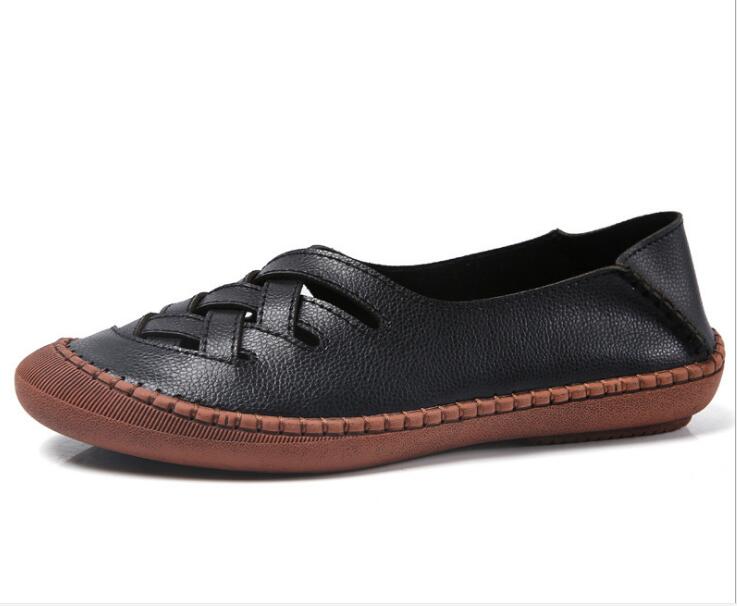 

2021 new autumn comfortable female casual shoes hollow shallow mouth fashionable peas shoes retail, Brown