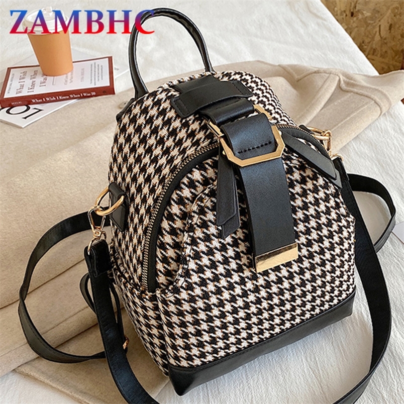 

Luxury Brand Women Small Backpack Cotton and Pu Leather Backpacks for Teenager Girls Fashion Multifunction Lady Travel Back Bag 220309, Black stylef