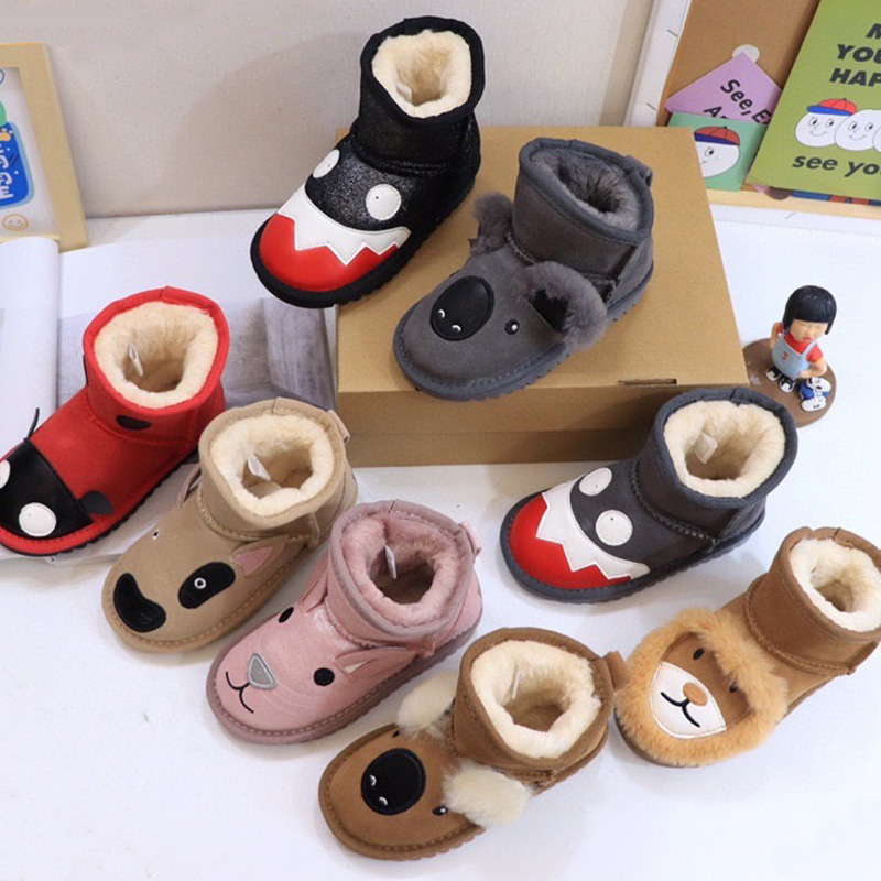 

2021 Infants Toddler Kids Shoes Children Boots land trainers Girls Boys Yellow Black Plush Ankle winter snow Boost designer sports sneakers eur 25-35, Color 1