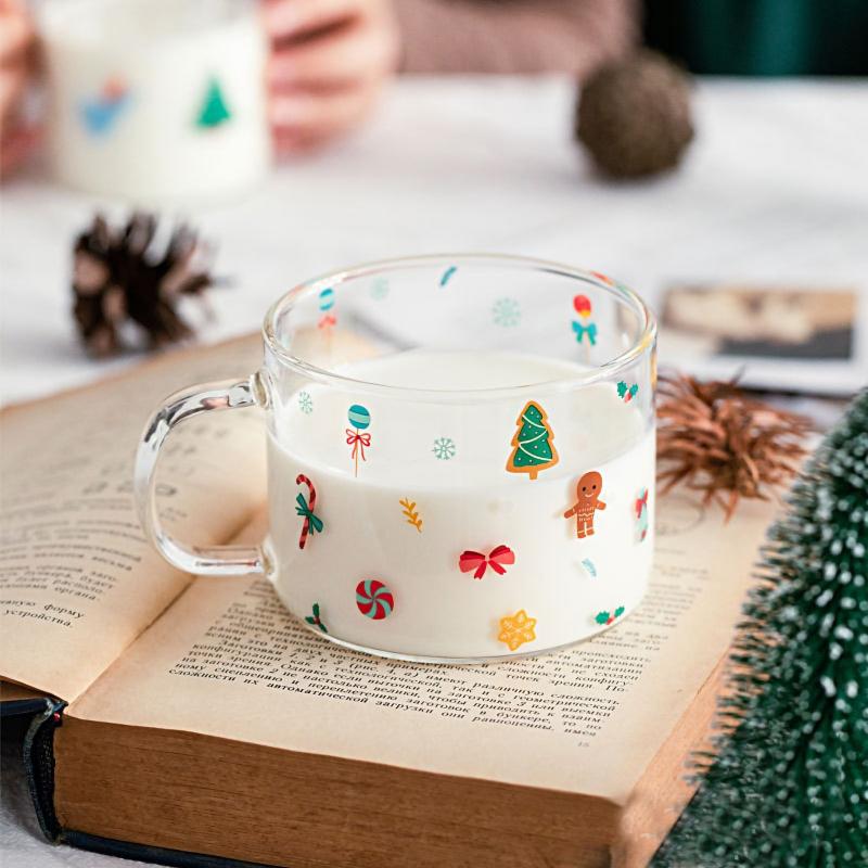 

Christmas Decorations 1Pc Adorable Themed Pattern Glass Cup (Assorted Color)