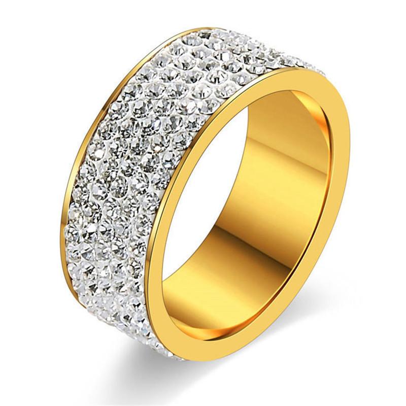 

Cluster Rings LETAPI 2022 Punk Vintage Crystal Jewelry Gold Silver Color Stainless Steel 5 Rows Cubic Zirconia Wedding Ring For Women, Golden;silver
