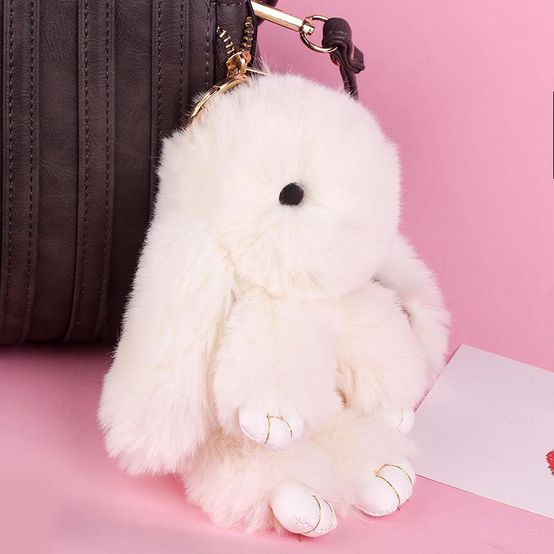 

Keychains Fashion 18CM Cute Pluff Keychain Rex Faux Fur Pompom Key Chain For Women Bag Pendant Car Fluffy Pom Doll