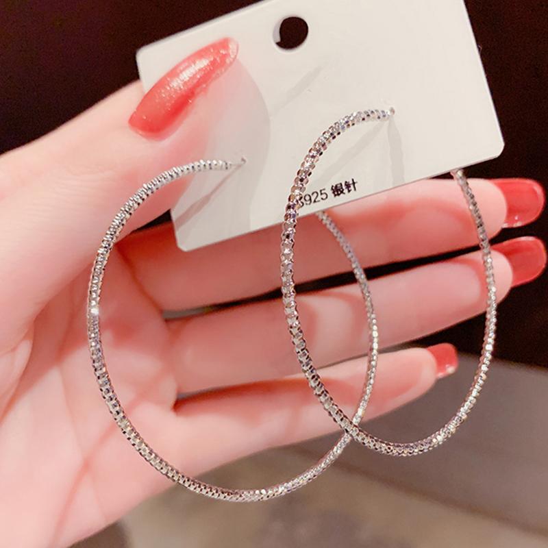 

Hoop & Huggie Exaggerated Big Thin Earrings For Women Simple Shiny Starry Large Circle Party Jewelry Boucles D'oreill