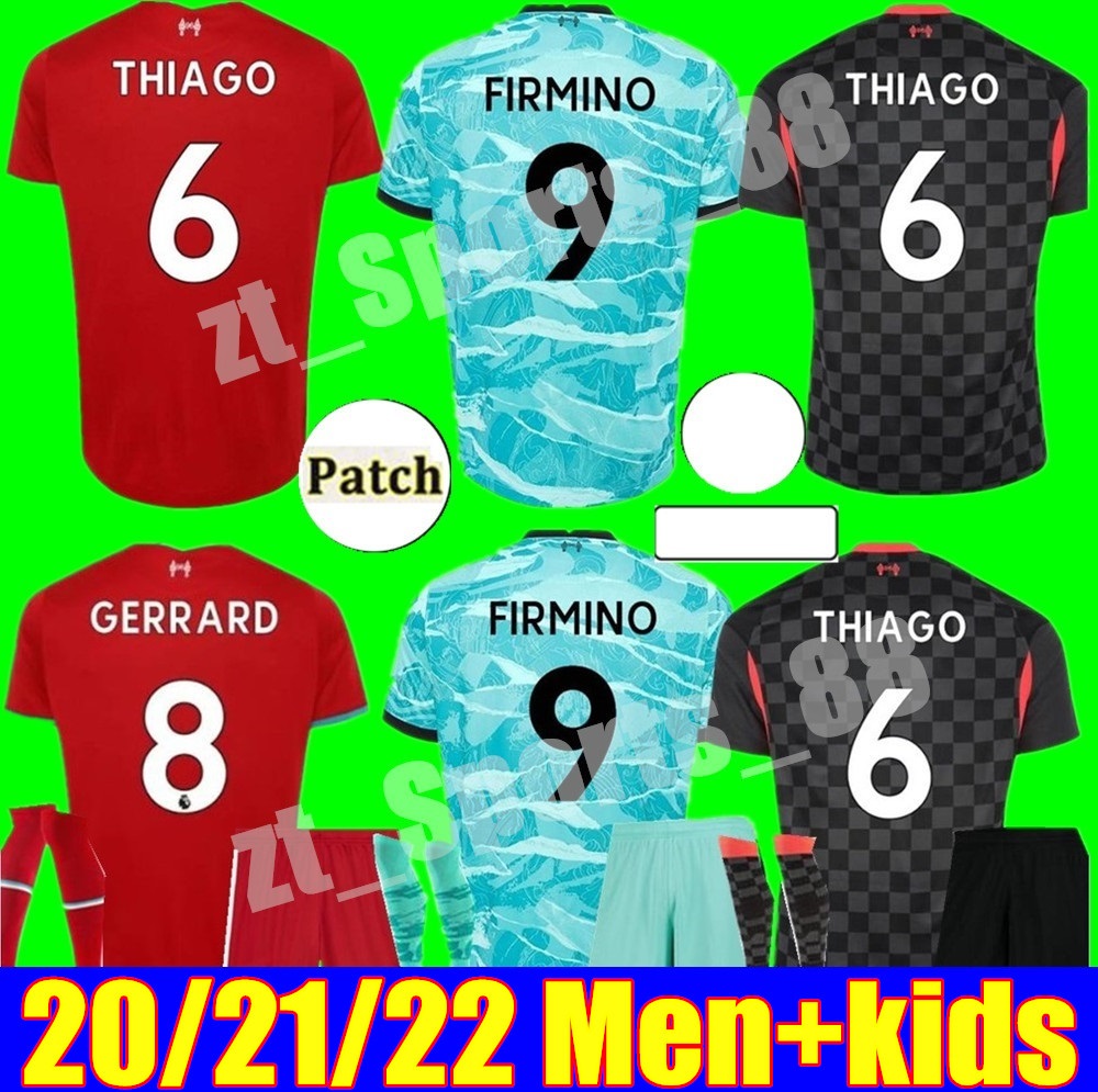 

21 22 Men kids kit M.SALAH FIRMINO 2021 2022 soccer jersey home away 3rd LVP MANE VIRGIL child youth Thiago football shirt, Black;yellow