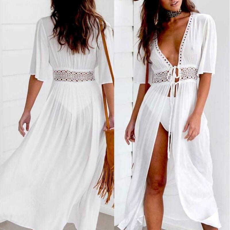 

Women's Swimwear Plus Size S-XXXL Women Bathing Swimsuit Bikini Wrap Pareo Cover Up Beach Dress Sarong, White