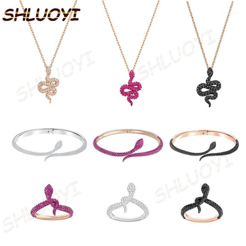 Fashion Jewelry SWA Exquisite Snake Design Black And White Pink Charm Ring Bangle