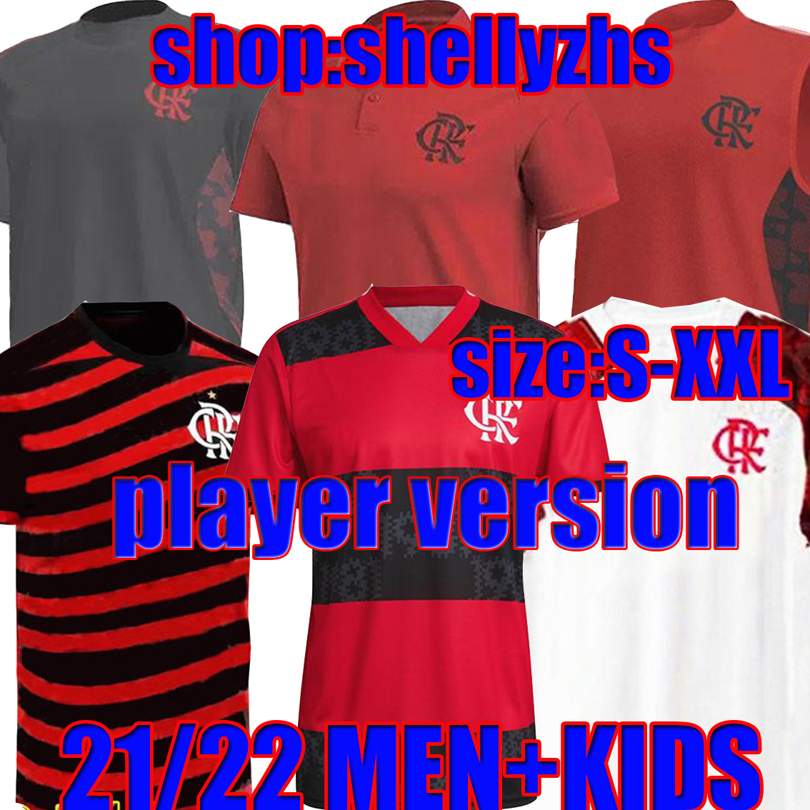 

21/22 flamengo soccer jersey POLO Treino fans player version 2021 GABRIEL B.HENRIQUE De Arrascaeta DIEGO Men Kids Kits football Shirts, Image