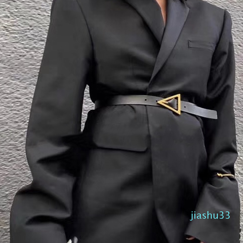

Luxury designer belts for women genuine leather belt gold triangle buckle ladies waist black ceinture femme waistband 2020 cinto