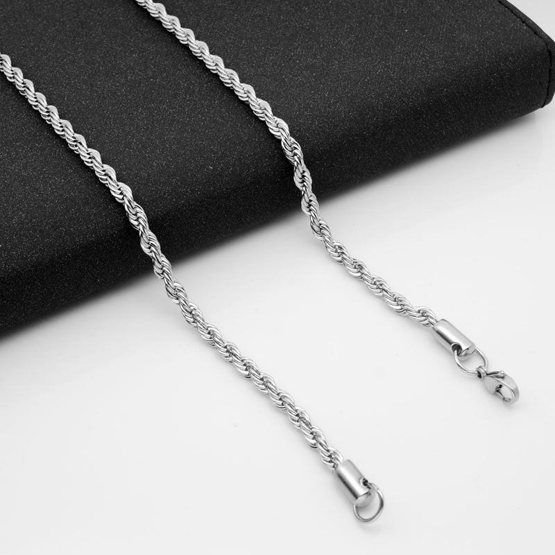 

Pendant Necklaces Basic 3MM Rope Link Chain Necklace For Women Men Silver Color Stainless Steel Twisted Singapore Choker Jewelry Accessories